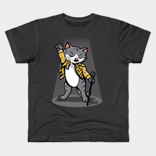 Cute Funny Retro Musician Cat Gift For Cats And Music Lovers Kids T-Shirt